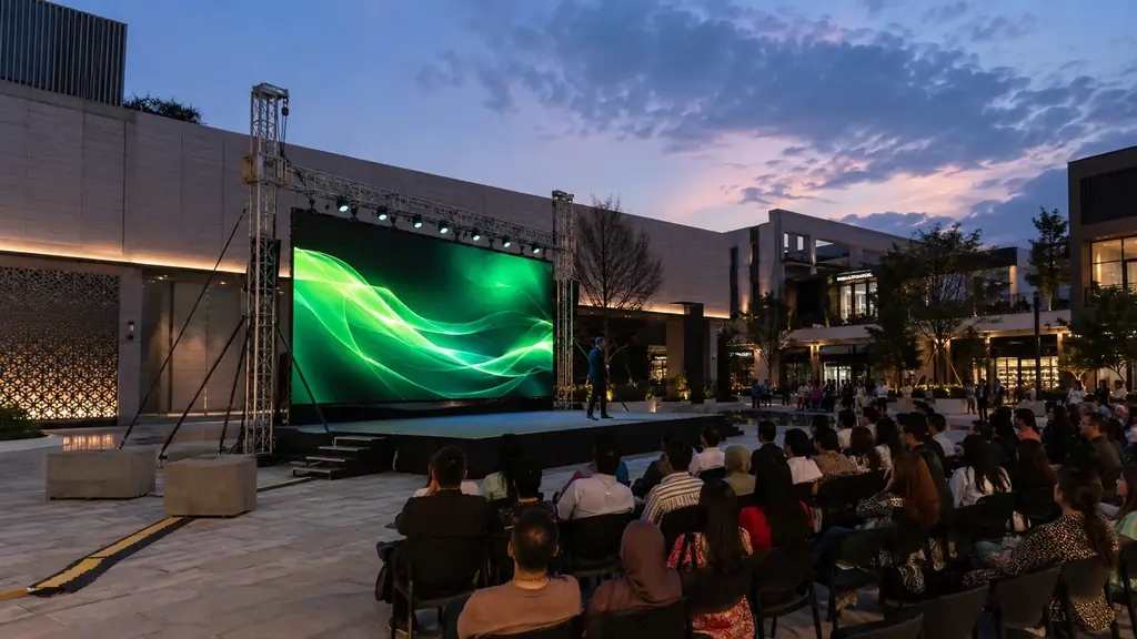 Brand activation setup with an LED display